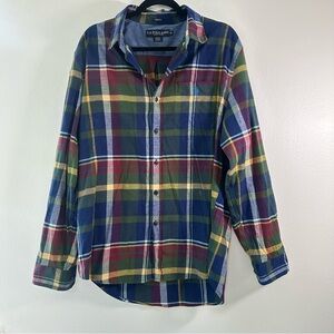 U.S. Polo Assn. Men's Blue and Green Plaid Shirt